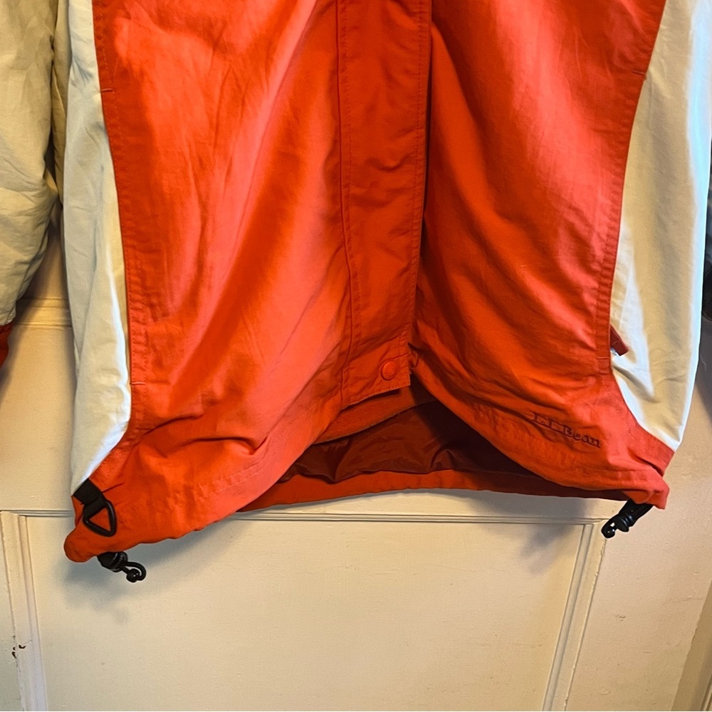 L.L. Bean Women’s Size Medium Coat Jacket Orange Zip Up Hooded 2 in 1 Flannel - Picture 3 of 8